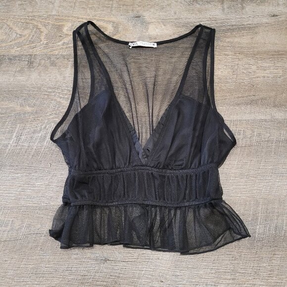 ZARA | Sheer Mesh Crop Tank Top | Sz. S - Picture 1 of 5